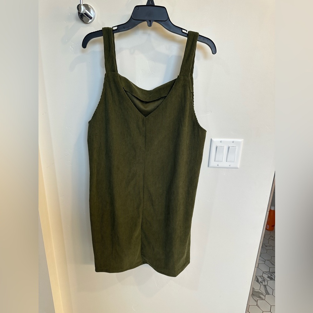 Olive green ribbed dress